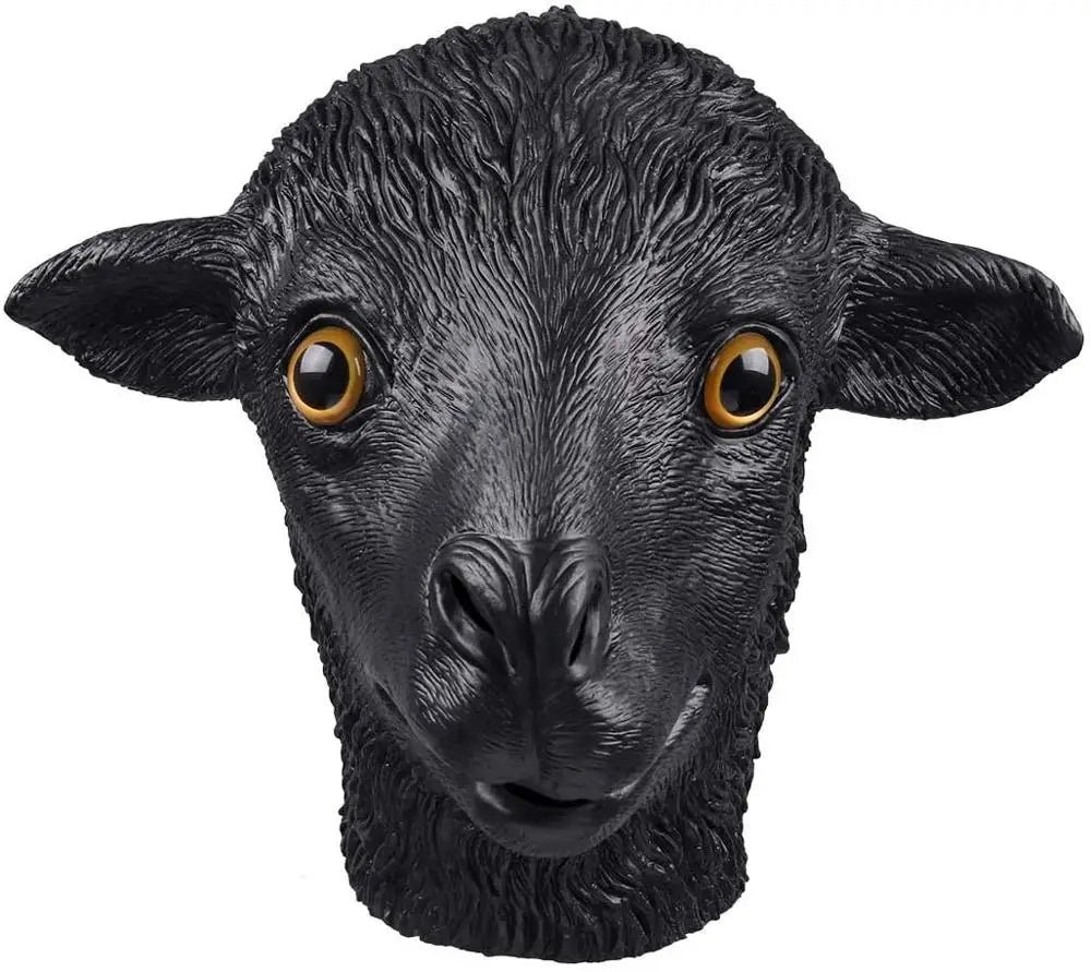 Sheep Mask Farm Lamb Ram Animal Latex Fancy Dress Up Halloween Adult Costume Mask
