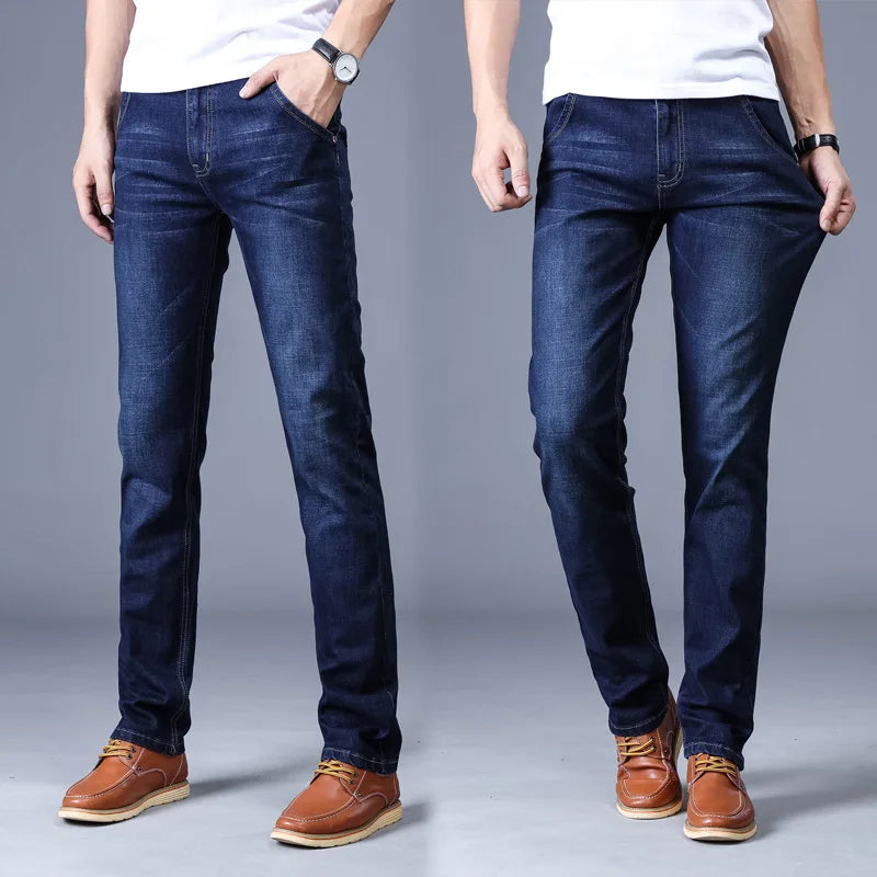 2022 New Men Stretch Jeans Male Classic Elasticity Business jeans men fashion comfortable Solid slim straight long Denim pants