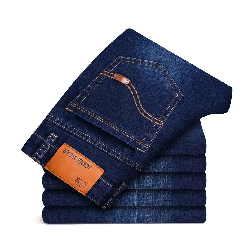 2022 New Men Stretch Jeans Male Classic Elasticity Business jeans men fashion comfortable Solid slim straight long Denim pants