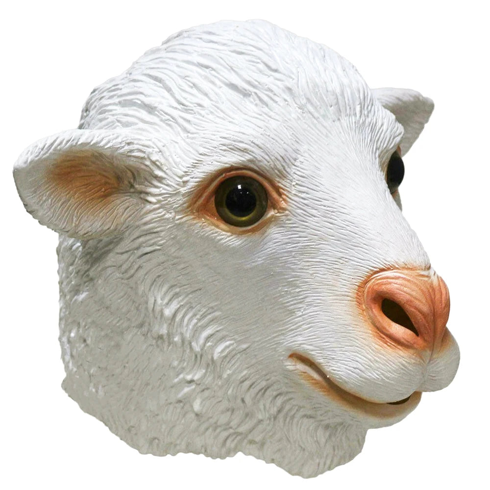 Sheep Mask Farm Lamb Ram Animal Latex Fancy Dress Up Halloween Adult Costume Mask