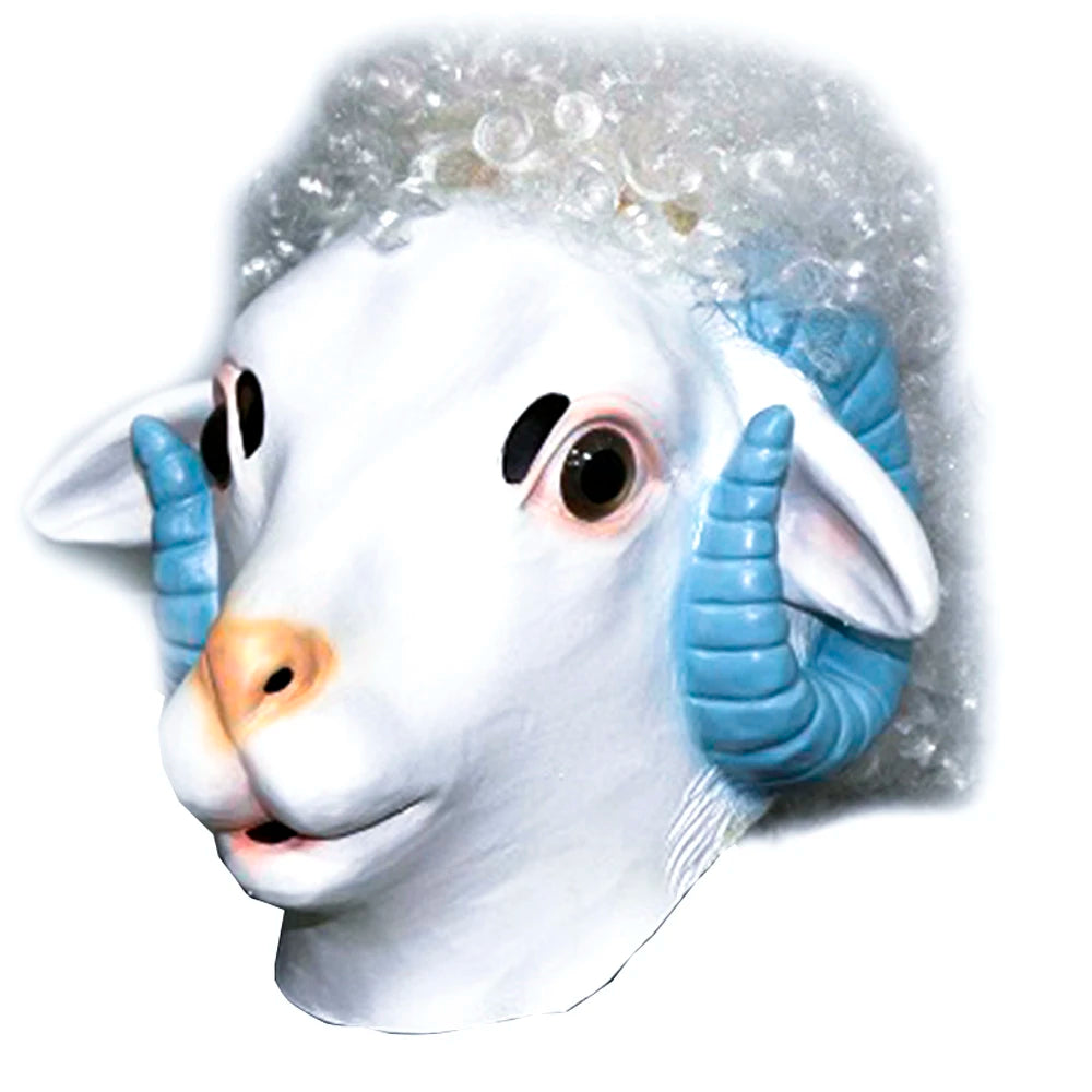 Sheep Mask Farm Lamb Ram Animal Latex Fancy Dress Up Halloween Adult Costume Mask