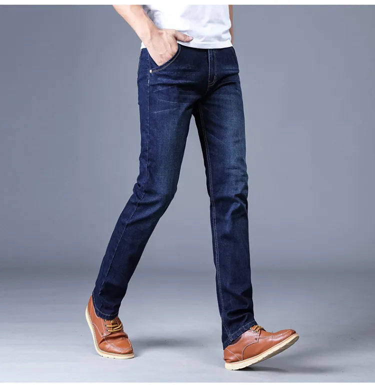 2022 New Men Stretch Jeans Male Classic Elasticity Business jeans men fashion comfortable Solid slim straight long Denim pants