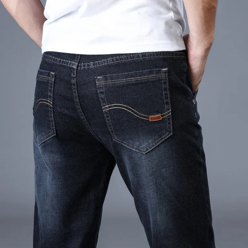 2022 New Men Stretch Jeans Male Classic Elasticity Business jeans men fashion comfortable Solid slim straight long Denim pants