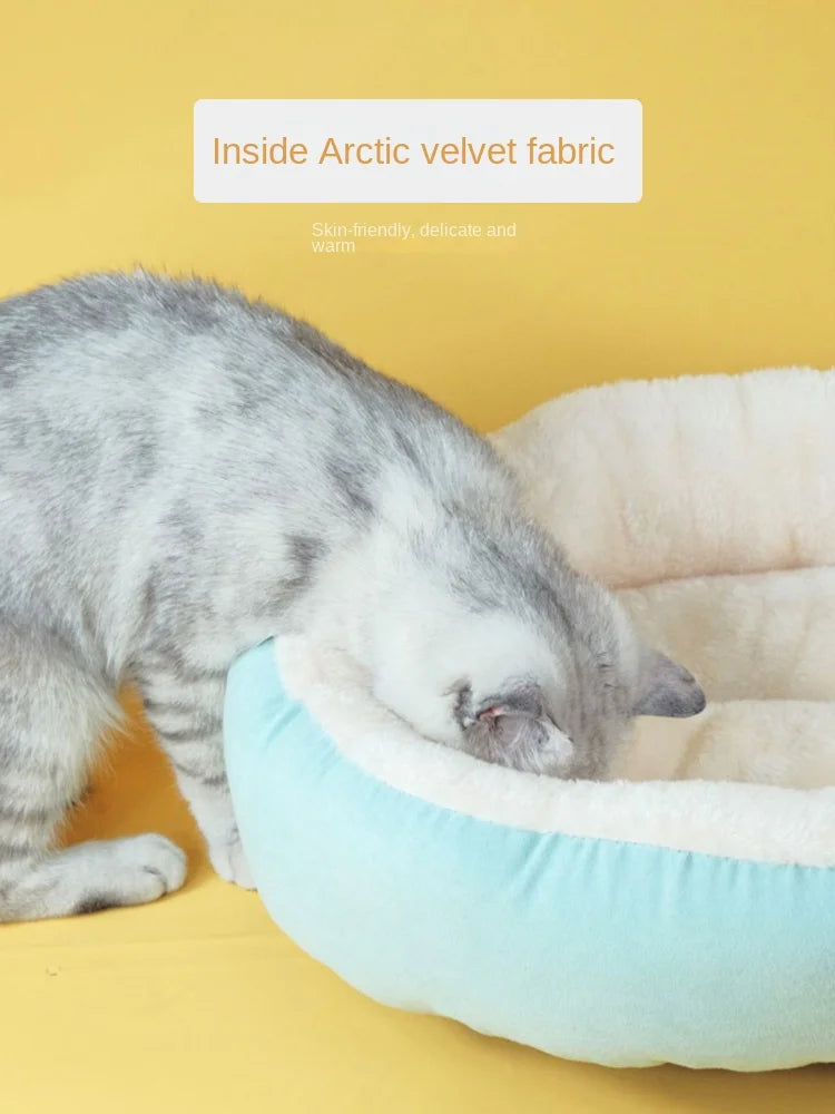 UFBemo Warm Round Donut Dog Cushion Bed With Cloth Cover and Durable Stuffing Bed for Dog Cat Pet Bed