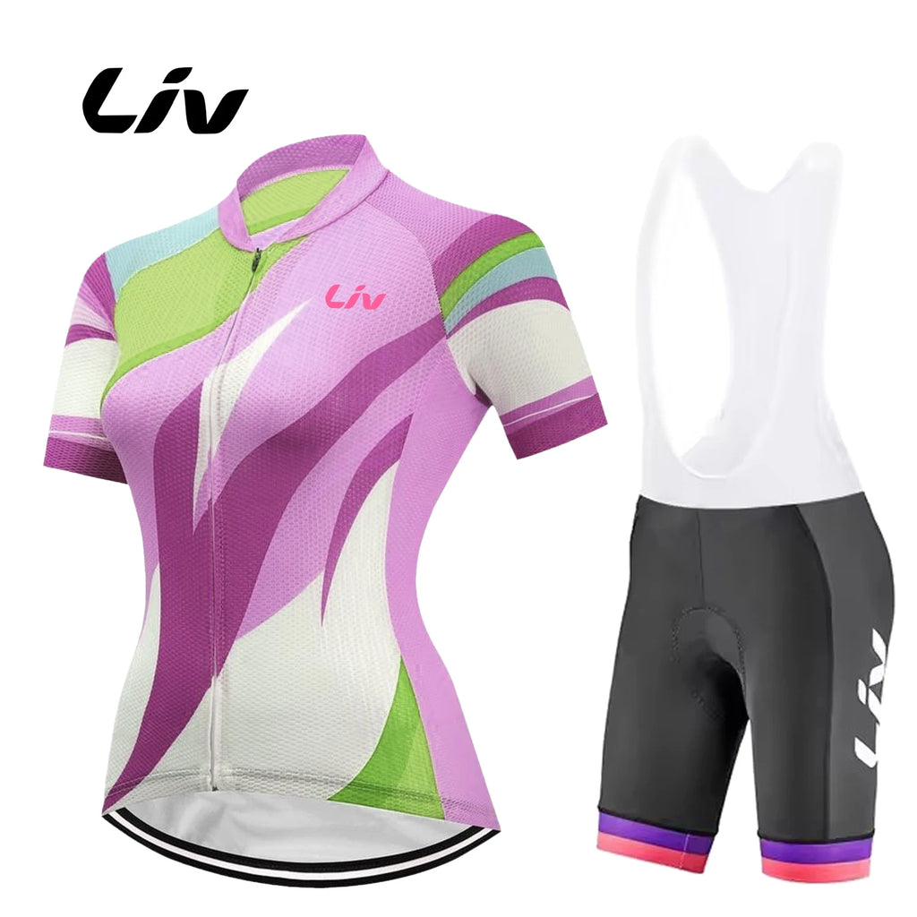 Summer Cycling Set Liv Women Short Sleeve Mtb Bike Clothing Racing Bicycle Clothes Ropa Ciclismo  Cycling Jersey bib Set