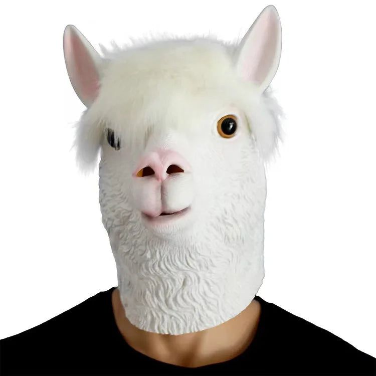 Sheep Mask Farm Lamb Ram Animal Latex Fancy Dress Up Halloween Adult Costume Mask