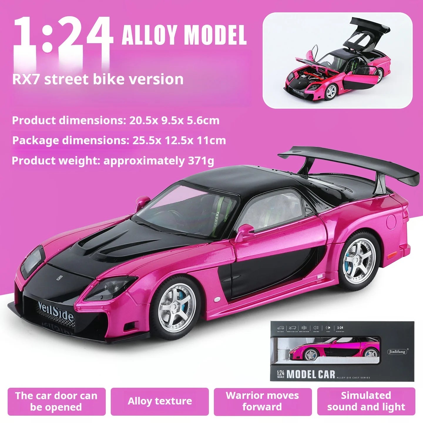 1:24 Boxed RX7 Fast & Furious 3 Han's Iconic Ride Exquisite Die-Cast Alloy Supercar Model Decorative Gift Ornament