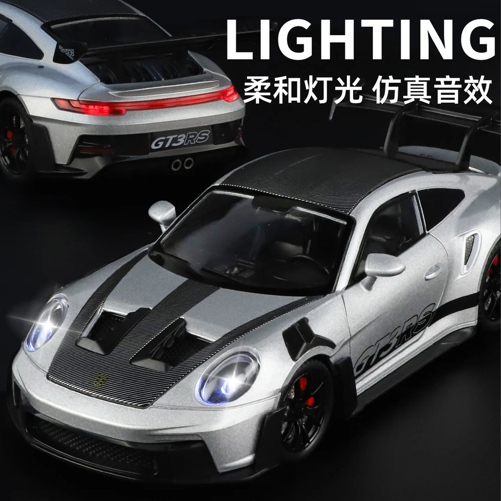 1:24 911 GT3 RS Sports Car  High Quality Alloy Car Model Sound and Light Pull Back Car Model Collectibles Birthday Gift