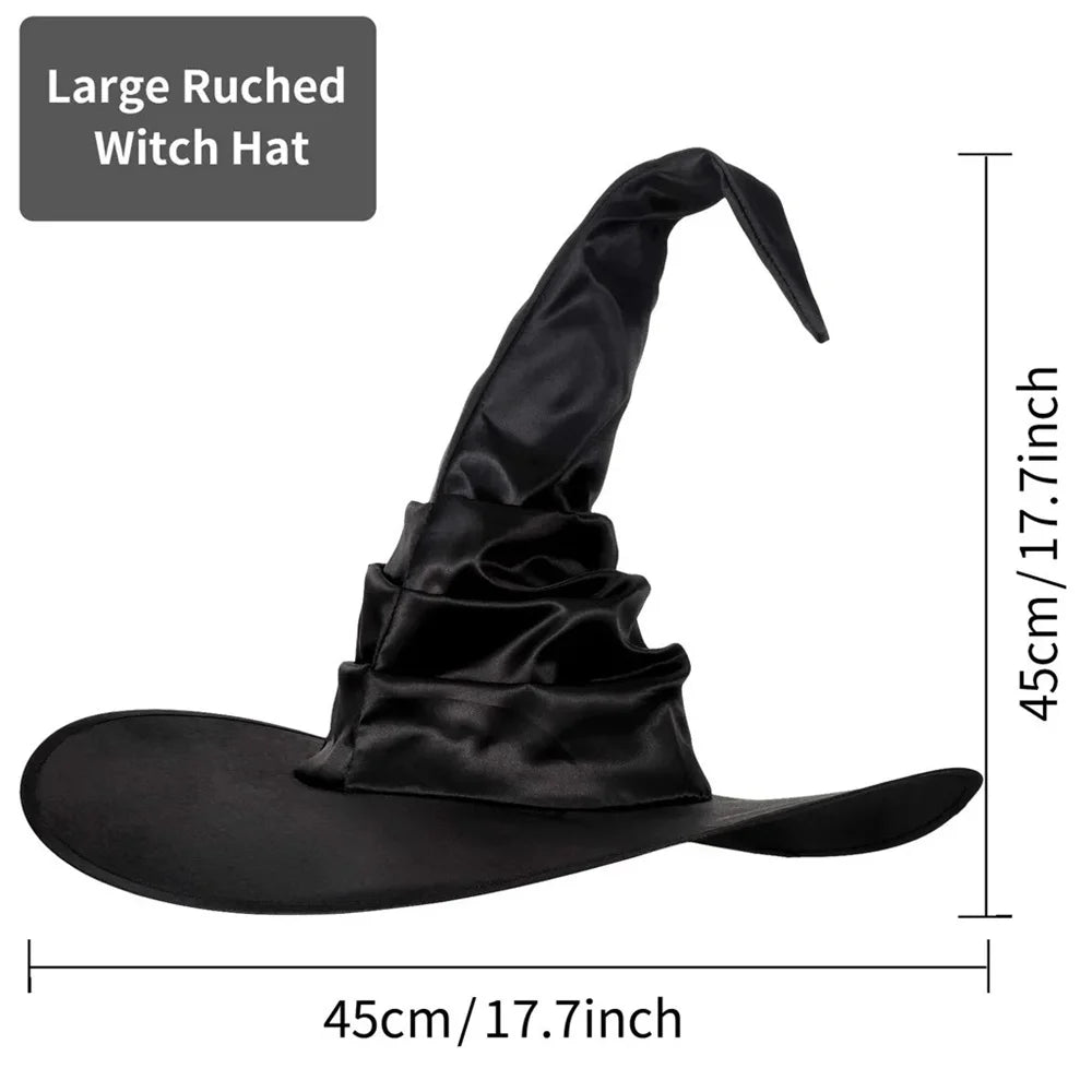 Halloween Folds Witch Wizard Black Hat Party Cosplay Costume Headgear Devil Cap Props Women Costume Accessory for Cosplay Party