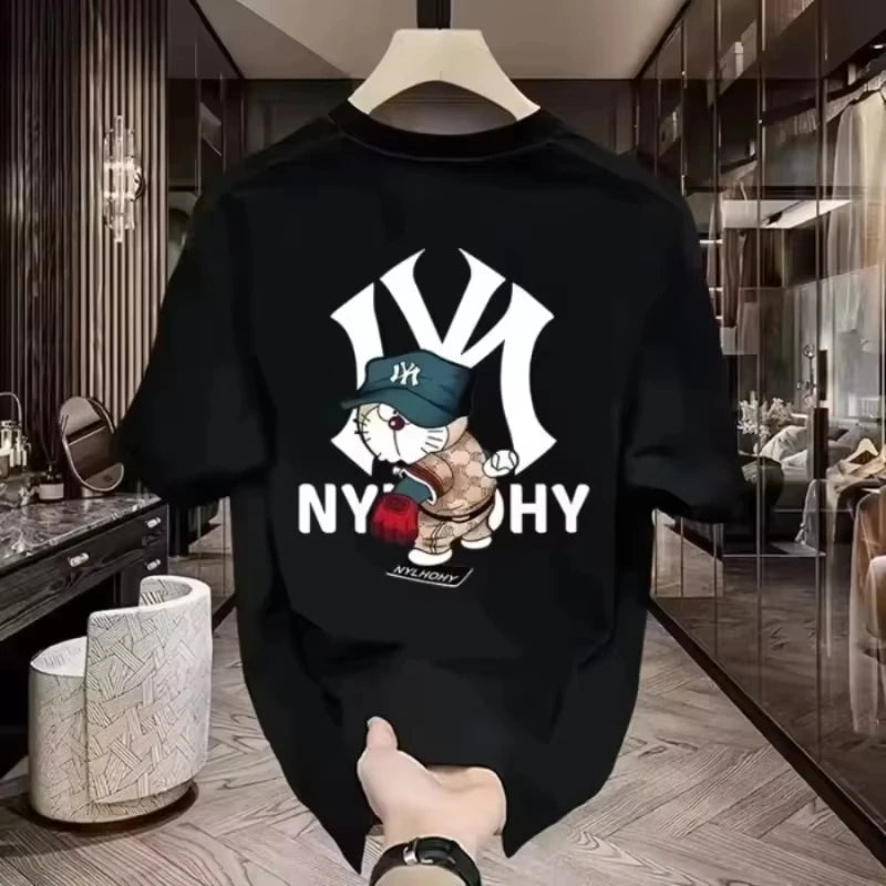 Summer new casual printed men's cotton short sleeved T-shirt, stylish and atmospheric, with good breathability