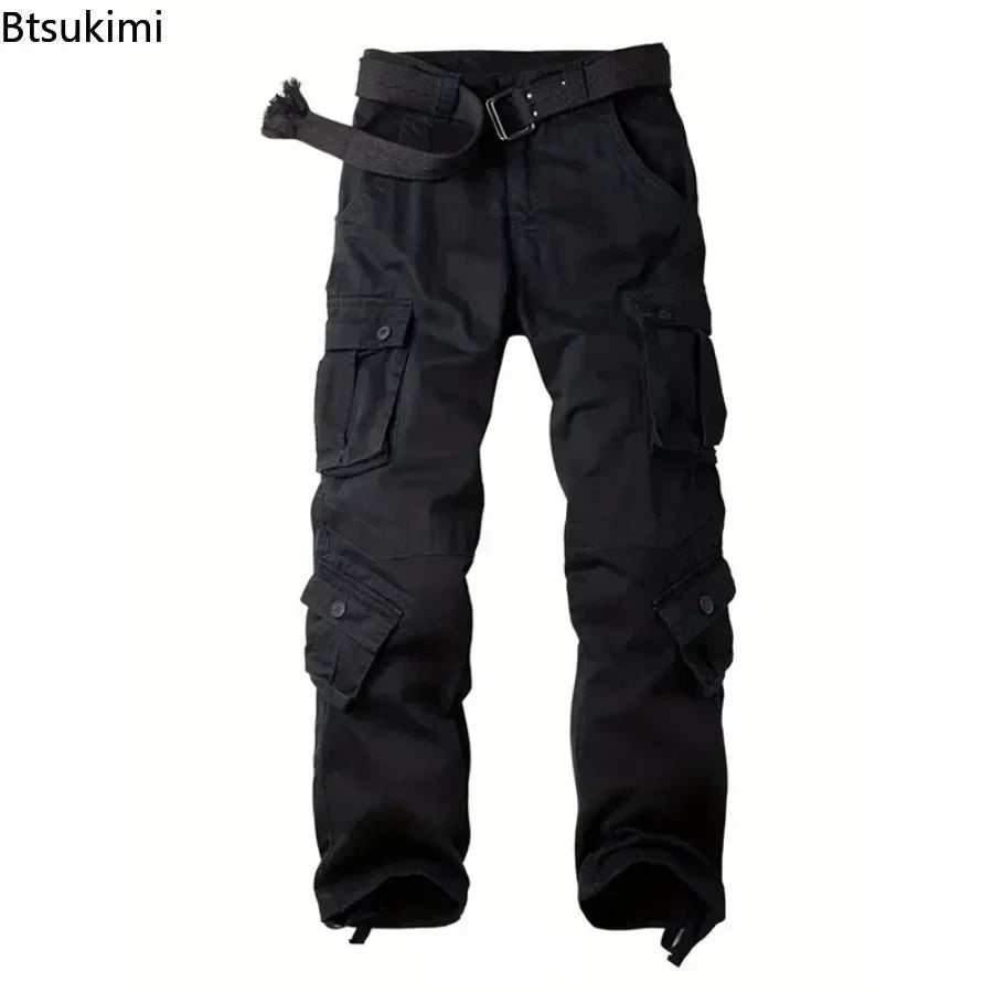 2026 Men's Cotton Cargo Pants Fashion Eight Pockets Sport Trousers Pants Male Oversize Loose Straight Streetwear Pants for Men