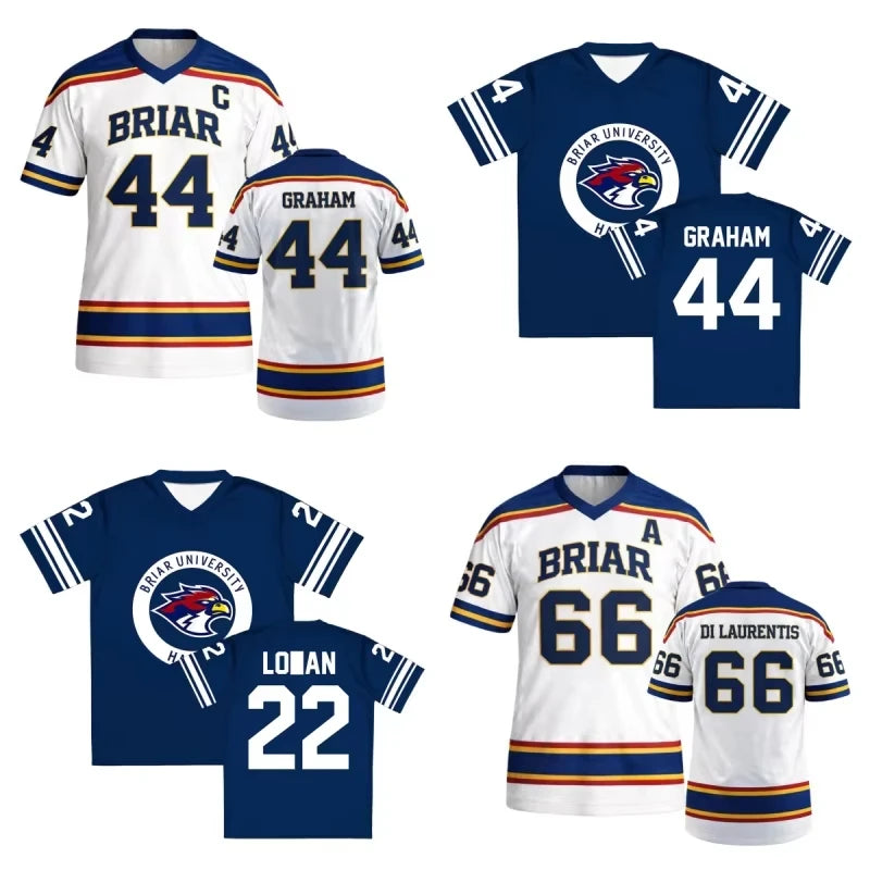 Off Campus Briar University Jersey Graham 44 22 DI LAURENTIS 66 Tucker46 T-shirt V-neck Short Sleeve Men Women Tees 3D Print Top
