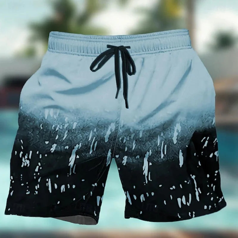 Gradient Colorful Graphic Swim Trunks For Men Geometry 3D Print Beach Shorts Summer Casual Quick Dry Sport Loose Surf Short Pant