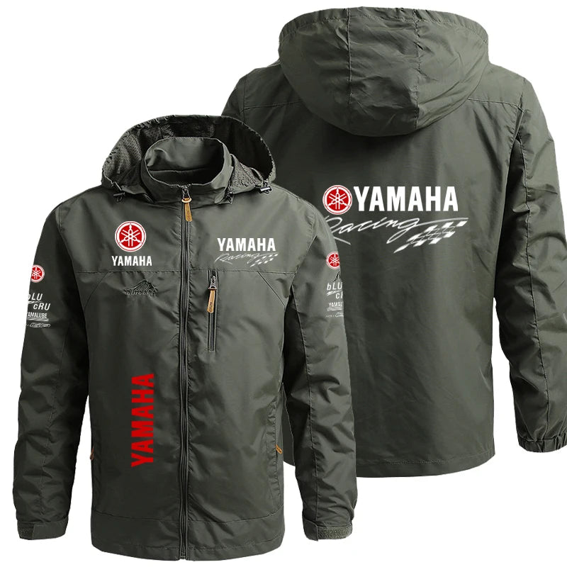 Yamaha Men's Motorcycle Jacket with Windproof and Waterproof Hood, Detachable, Large Size, Spring-Autumn Style, Tactical Jacket