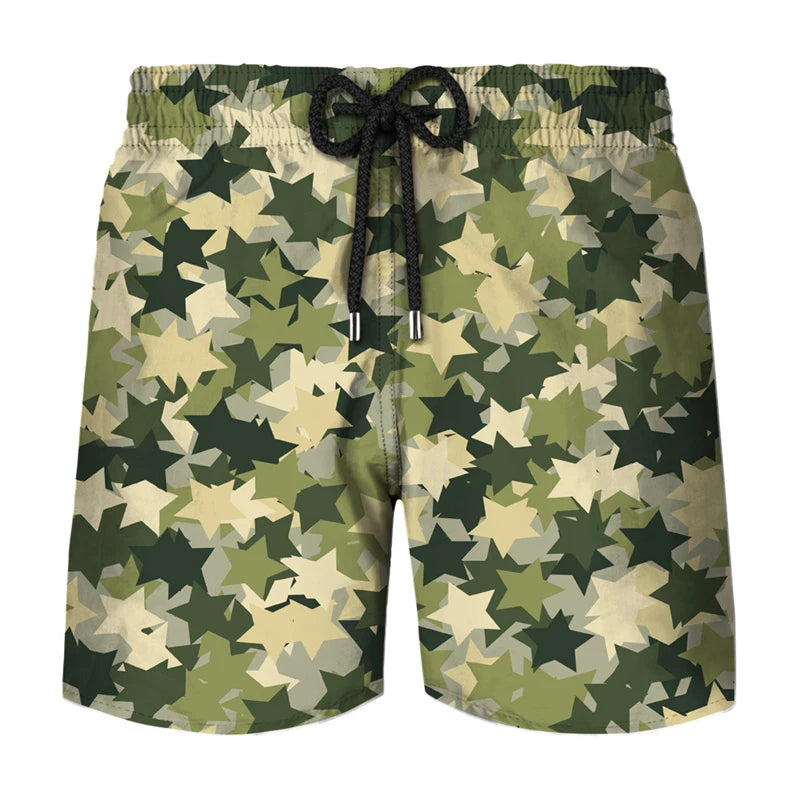 Camouflage Cosplay 3d Printed Sports Shorts For Men Outdoor Running Breathable Beach Shorts Loose Elastic Waistband Short Pants