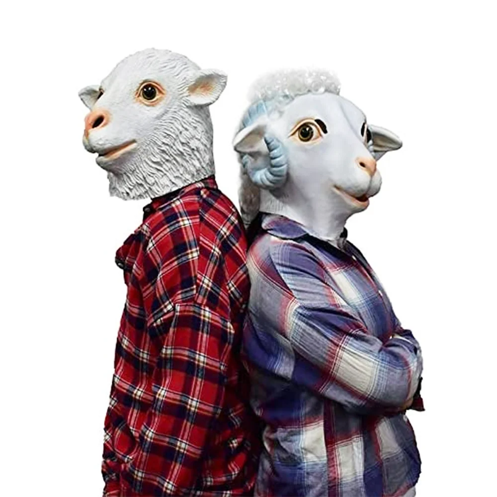 Sheep Mask Farm Lamb Ram Animal Latex Fancy Dress Up Halloween Adult Costume Mask