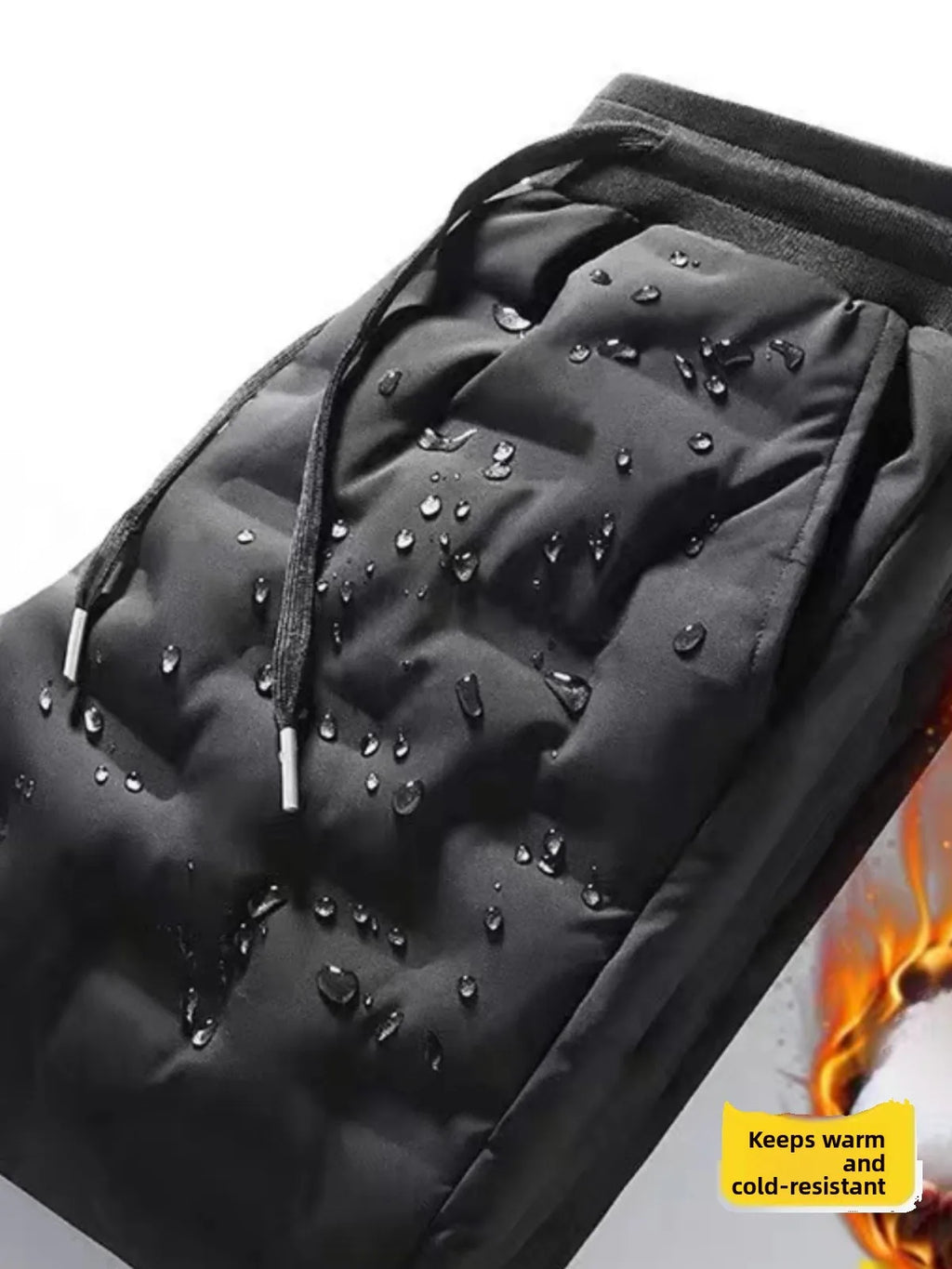Thickened Lamb Velvet Men's Winter Outdoor Wear Windproof Coldproof Fleece Lined Trousers Large Size Warm Waterproof down Cot...