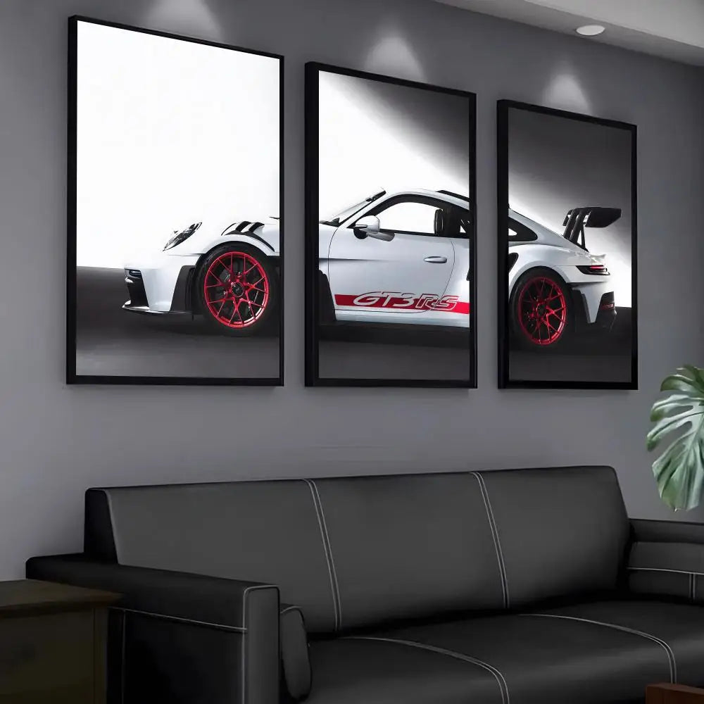 Classic Luxury Sports Car GT3-RS Painting Calligraphy Wall Art Canvas Oil Painting Poster Print Home Garage Decor Car Fan Gift