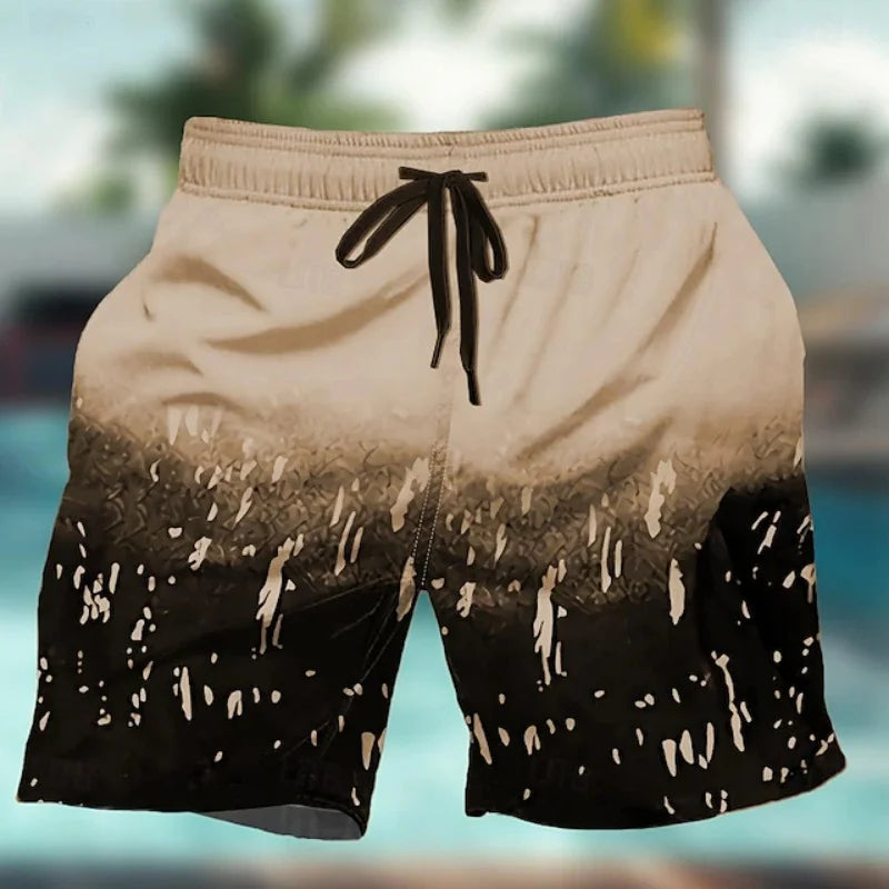 Gradient Colorful Graphic Swim Trunks For Men Geometry 3D Print Beach Shorts Summer Casual Quick Dry Sport Loose Surf Short Pant