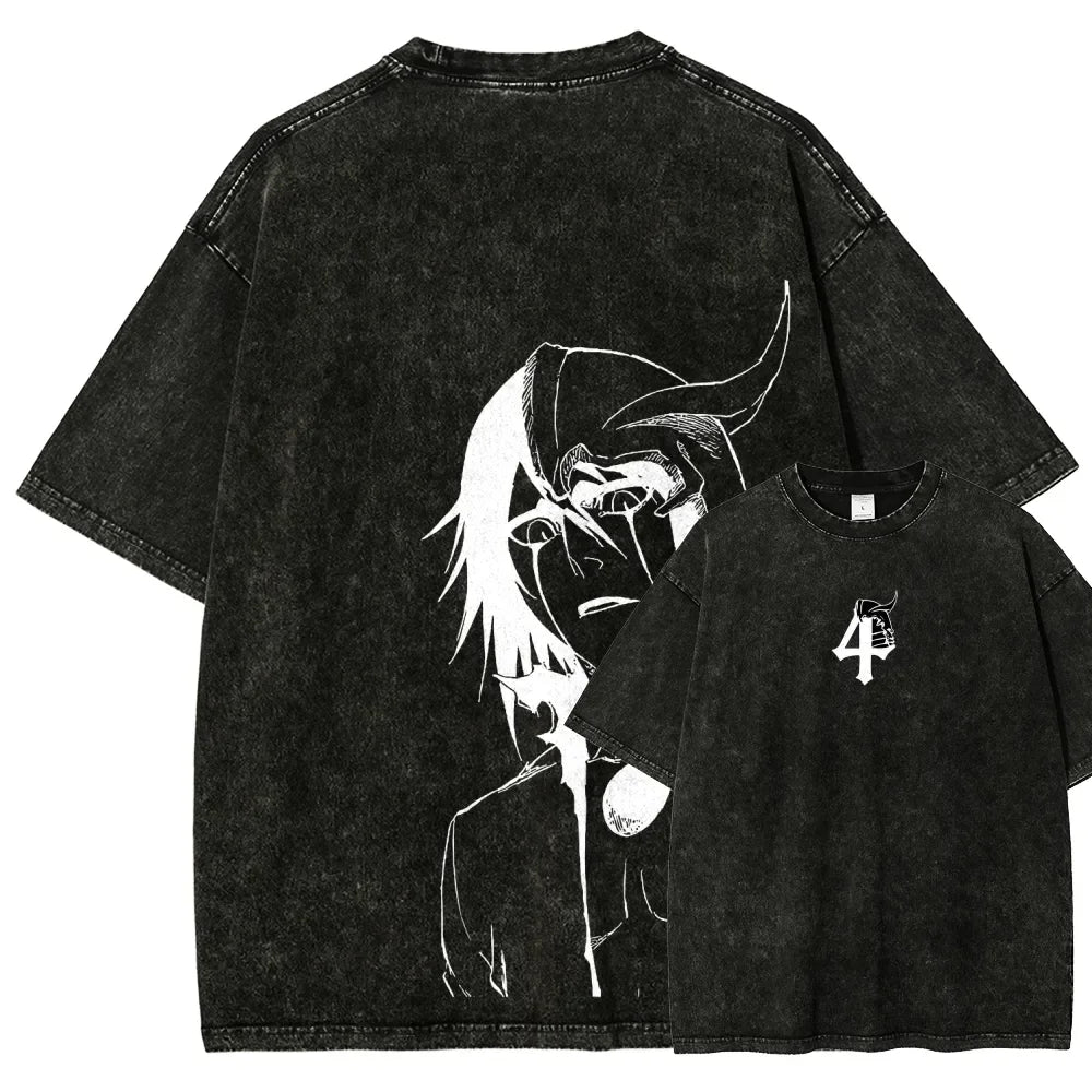 Ulquiorra Cifer BLEACH Graphic T Shirt Men Women Short Sleeve Cotton Tshirts Vintage Washed Tee Harajuku Male Oversized T-shirt