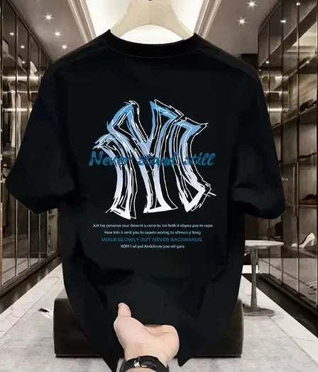 2026 Summer New Style Heavyweight 100% Cotton Short-Sleeved T-Shirt Men's Loose Trendy Cool High-End Shirt Men's Clothing