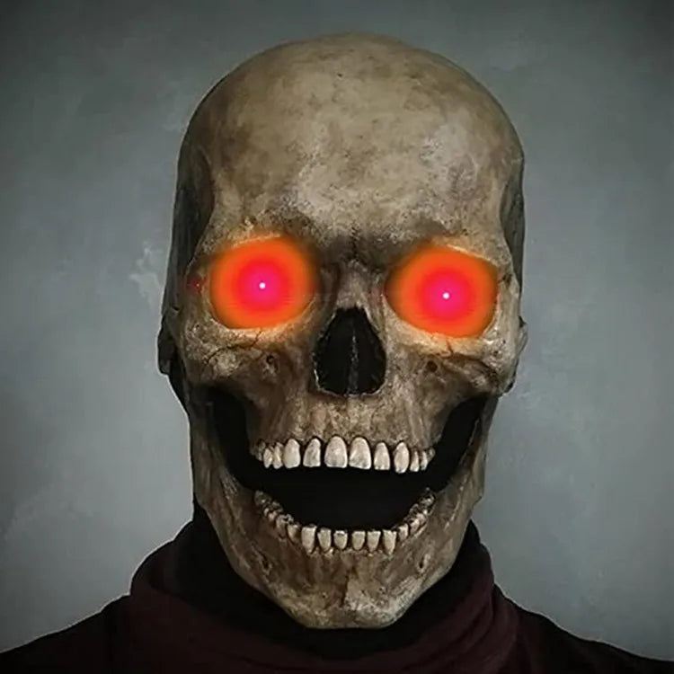 Halloween Horror Mask 3D Reality Full Head Skull Movable Jaw Helmet Latex Scary Skeleton Mask Carnival Cosplay Decoration Props