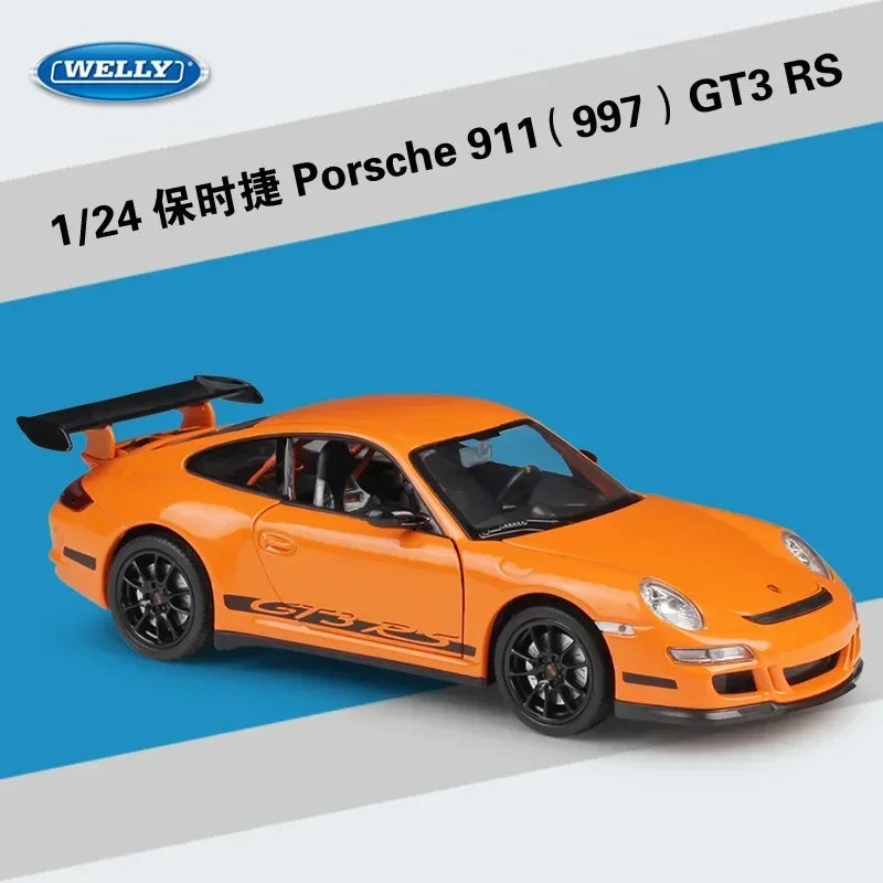 WELLY 1:24 Porsche 911 (997) GT3 RS Simulator Diecast Alloy Car Model Collectible Toy Gift