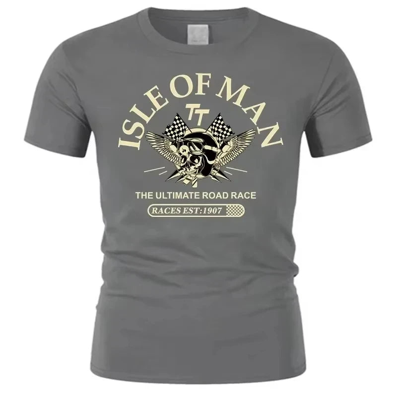 Men's Tshirt Isle of Man TT Races Skull Helmet T-Shirt 2025 Fashion Tees EST1907