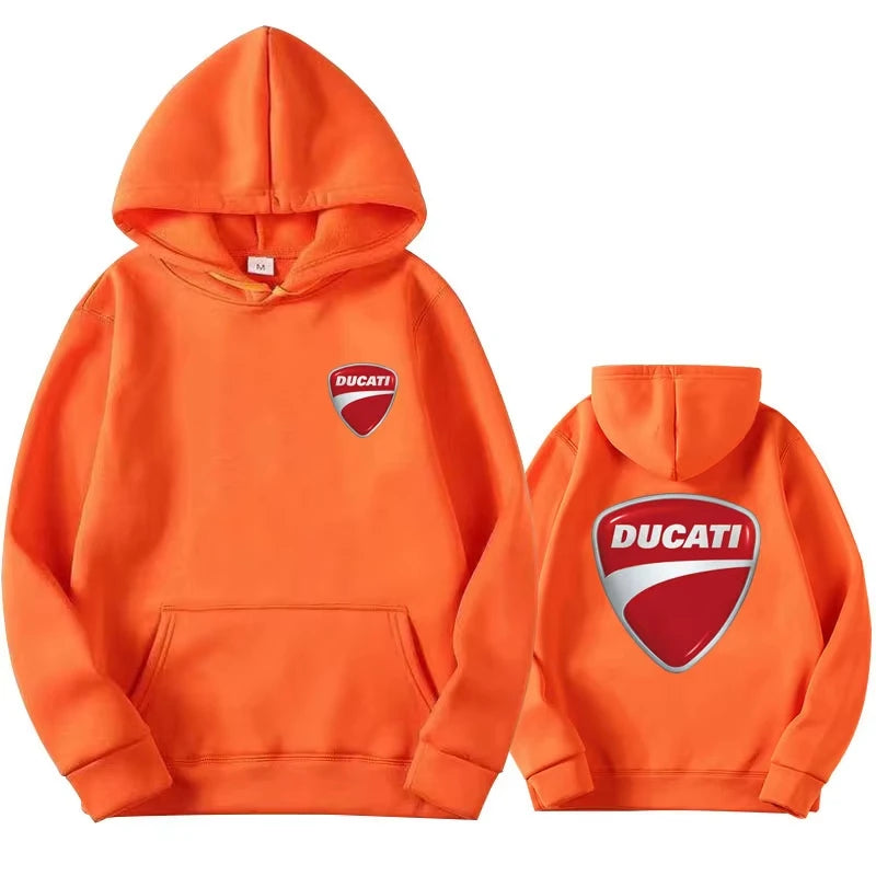 Fashion Ducati Shield Logo Hoodie Men Women Casual Streetwear Hooded Sweatshirt with Front and Back Print