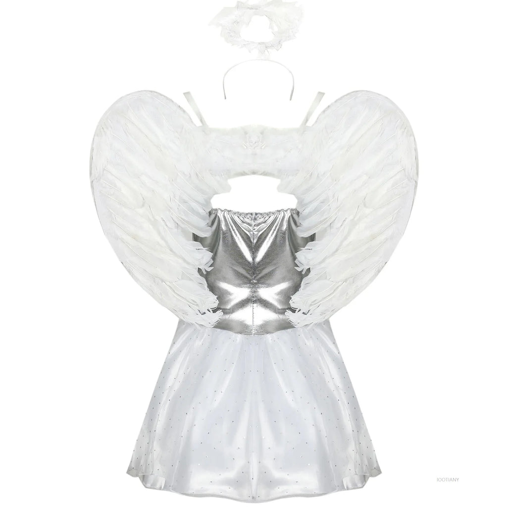 Halloween Day of the Dead Carnival Halo Wings Fallen Angel Costume Party Ballet Tutu Demon Queen Witch Cosplay Dress