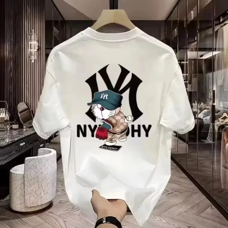 Summer new casual printed men's cotton short sleeved T-shirt, stylish and atmospheric, with good breathability