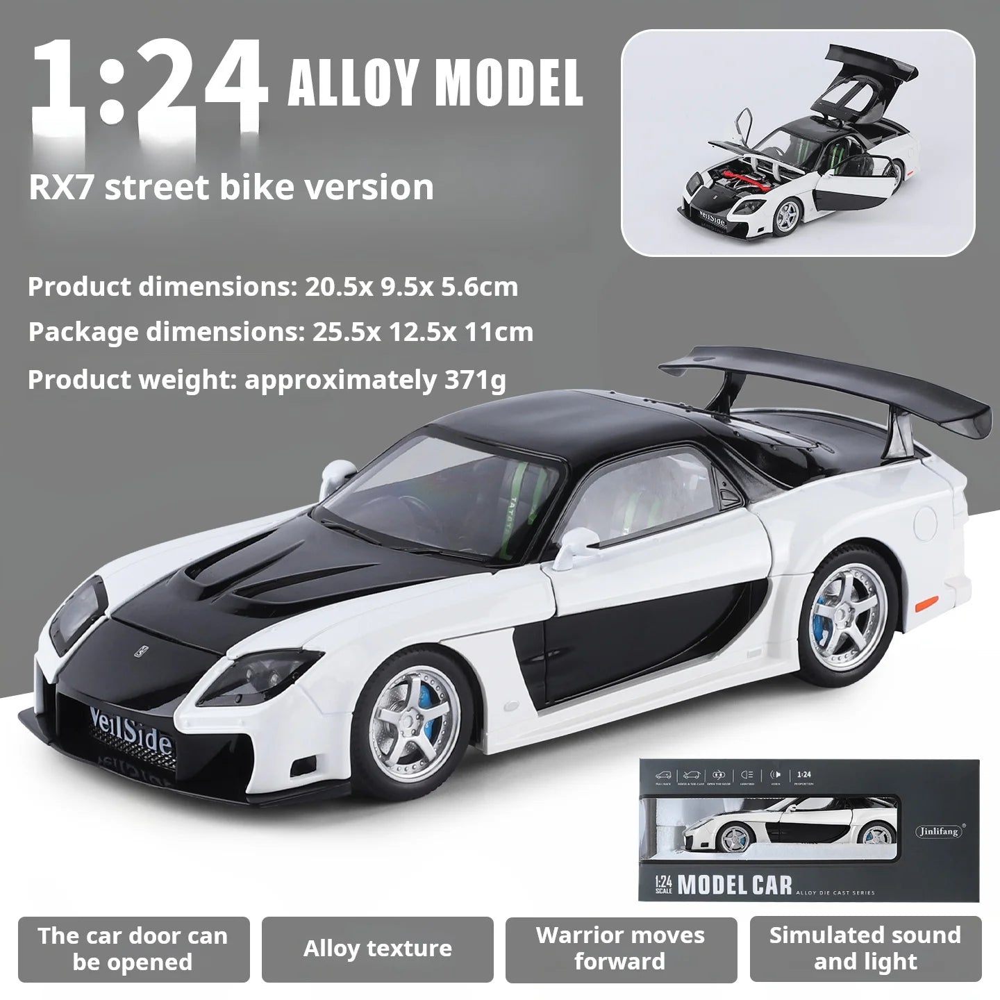1:24 Boxed RX7 Fast & Furious 3 Han's Iconic Ride Exquisite Die-Cast Alloy Supercar Model Decorative Gift Ornament