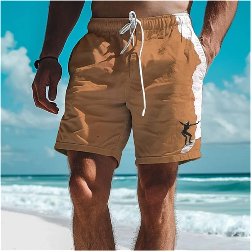 Simple Surfer Pattern Board Shorts Fashion Trend Surfing Enthusiasts 3D Printed Beach Short Casual Oversized Swim Trunks For Men