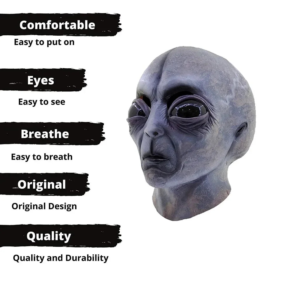 UFO Space Prop Helmet Mask Halloween Cosplay Alien Mask Latex Headdress Halloween Funny Horror Party Costume Funny Props