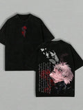 Kaneki Ken Graphic T-shirt Anime Tokyo Ghoul Clothing Men Short Sleeve Washed Tshirts Casual Cotton T Shirt Harajuku Retro Tops