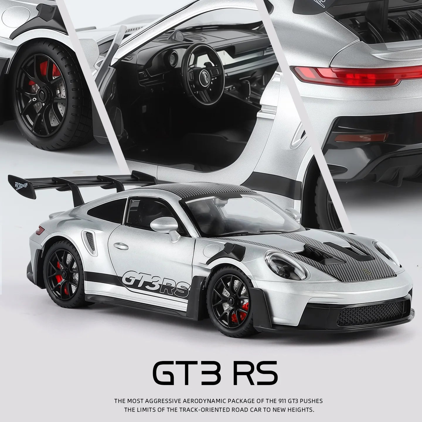 1:24 911 GT3 RS Sports Car  High Quality Alloy Car Model Sound and Light Pull Back Car Model Collectibles Birthday Gift