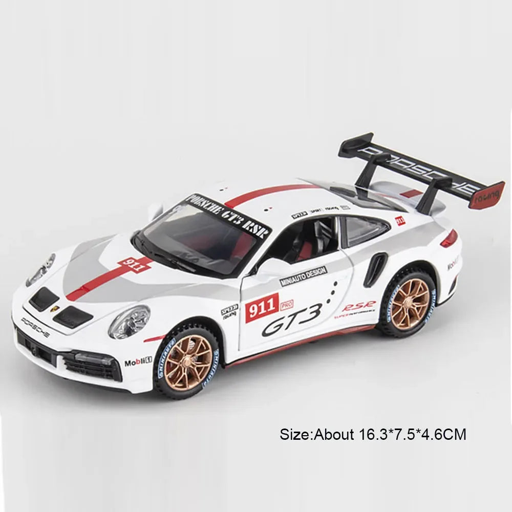 1:32 911 GT3 RSR Targa 4S Sports Car Toy Model Metal Diecast Music Light Pull Back Racing Vehicles Toys Boys Ornaments Models