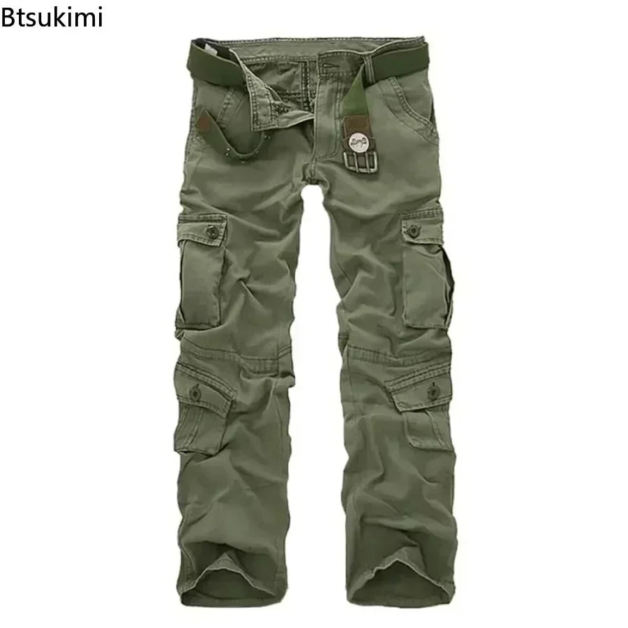 2026 Men's Cotton Cargo Pants Fashion Eight Pockets Sport Trousers Pants Male Oversize Loose Straight Streetwear Pants for Men