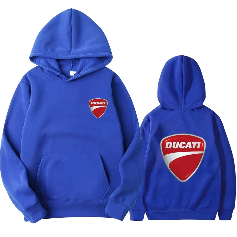 Fashion Ducati Shield Logo Hoodie Men Women Casual Streetwear Hooded Sweatshirt with Front and Back Print