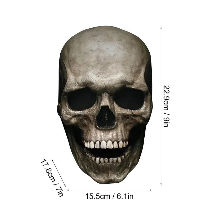 Halloween Horror Mask 3D Reality Full Head Skull Movable Jaw Helmet Latex Scary Skeleton Mask Carnival Cosplay Decoration Props