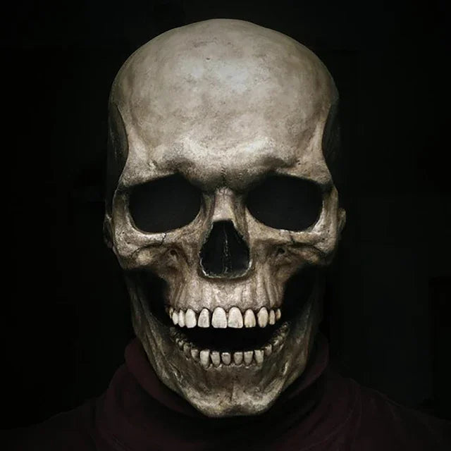 Halloween Horror Mask 3D Reality Full Head Skull Movable Jaw Helmet Latex Scary Skeleton Mask Carnival Cosplay Decoration Props