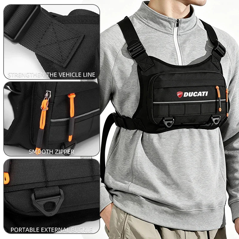 Motorcycle Race Bag Sports Tactical Pouch Camping Backpack Chest Pack Vest bag for DUCATI Streetfighter V4 SP V2 PANIGALE V2 V4