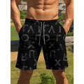 3D Print Colorful Letters Short Pants For Men Fun Geometry Star Pattern Swim Trunks Summer Quick Dry Loose Casual Beach Shorts