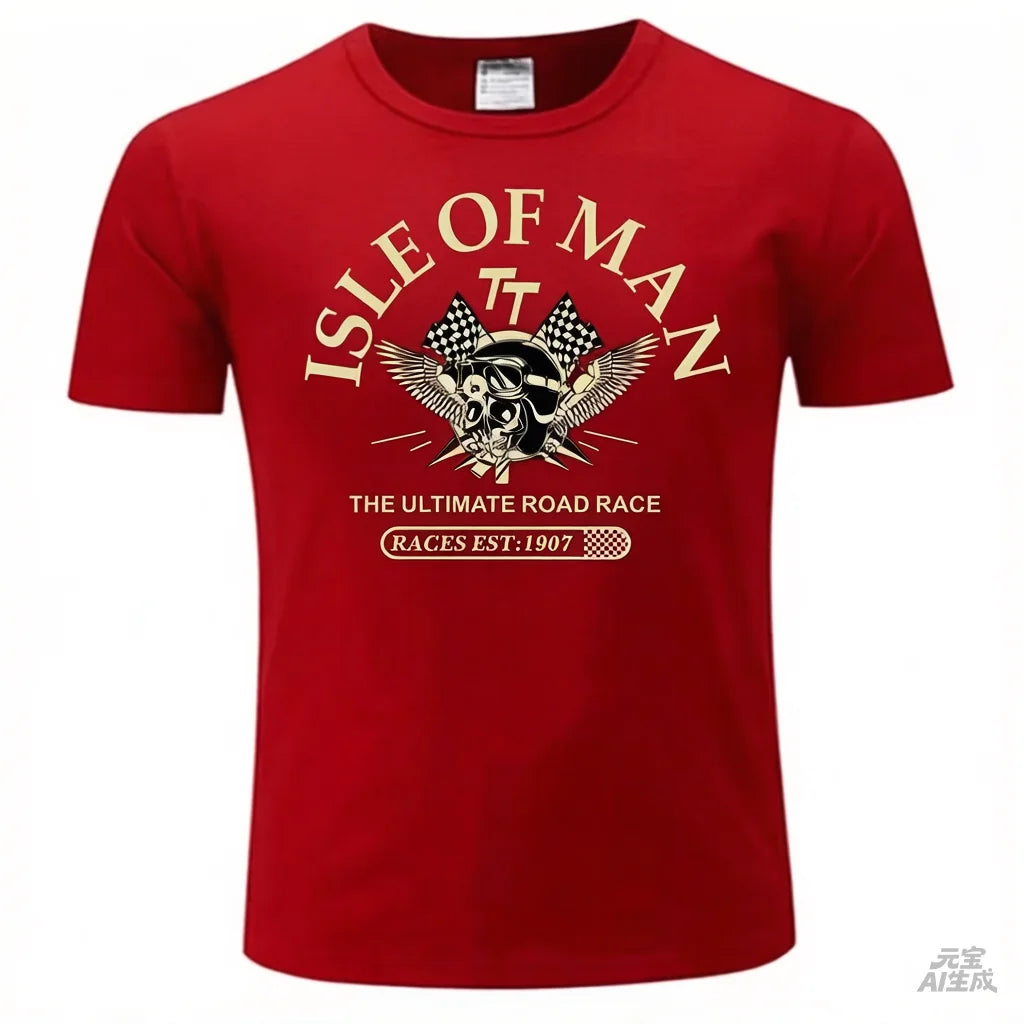 Men's Tshirt Isle of Man TT Races Skull Helmet T-Shirt 2025 Fashion Tees EST1907