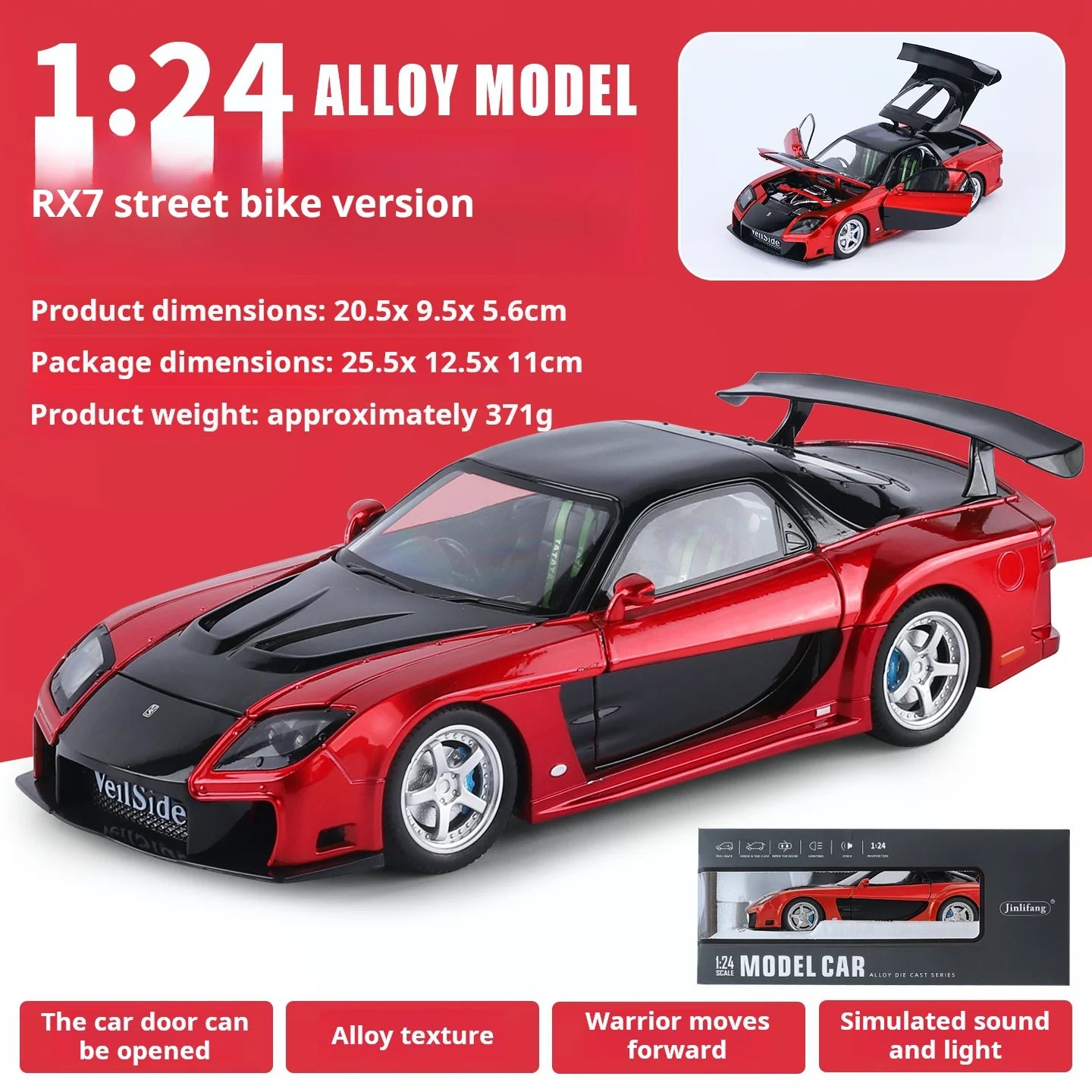 1:24 Boxed RX7 Fast & Furious 3 Han's Iconic Ride Exquisite Die-Cast Alloy Supercar Model Decorative Gift Ornament