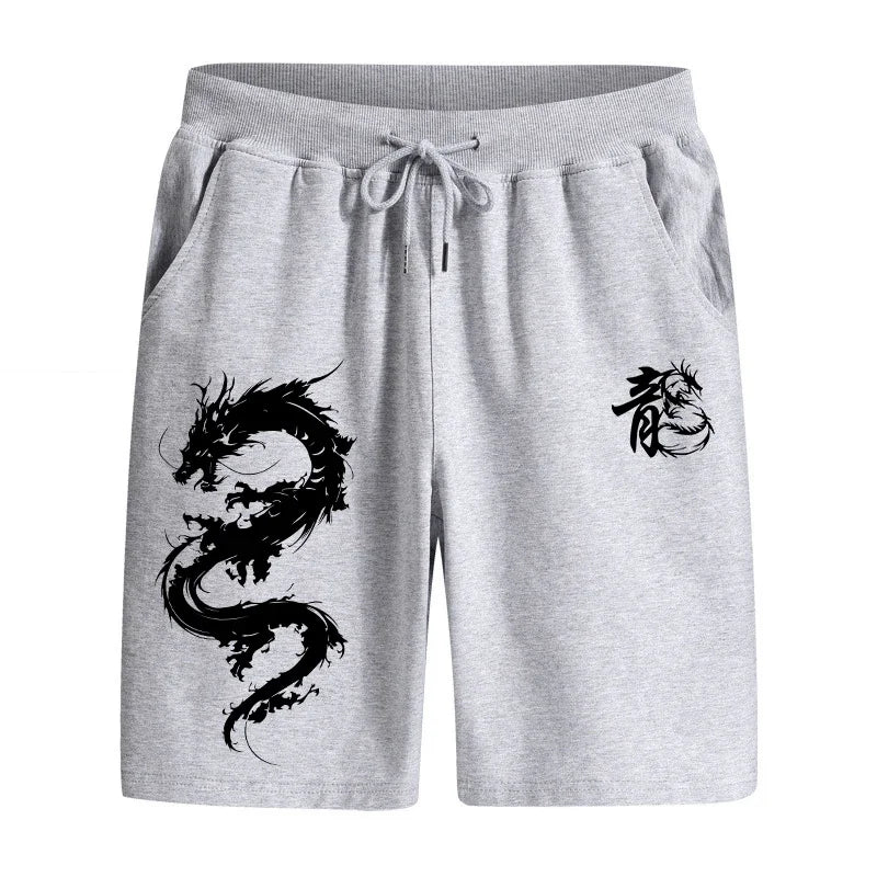 2025 Chinese Dragon Printed Walking Shorts Summer Men's Casual Sports Knee Length Pants Male Gym Fitness Soft Cool Jogger Shorts