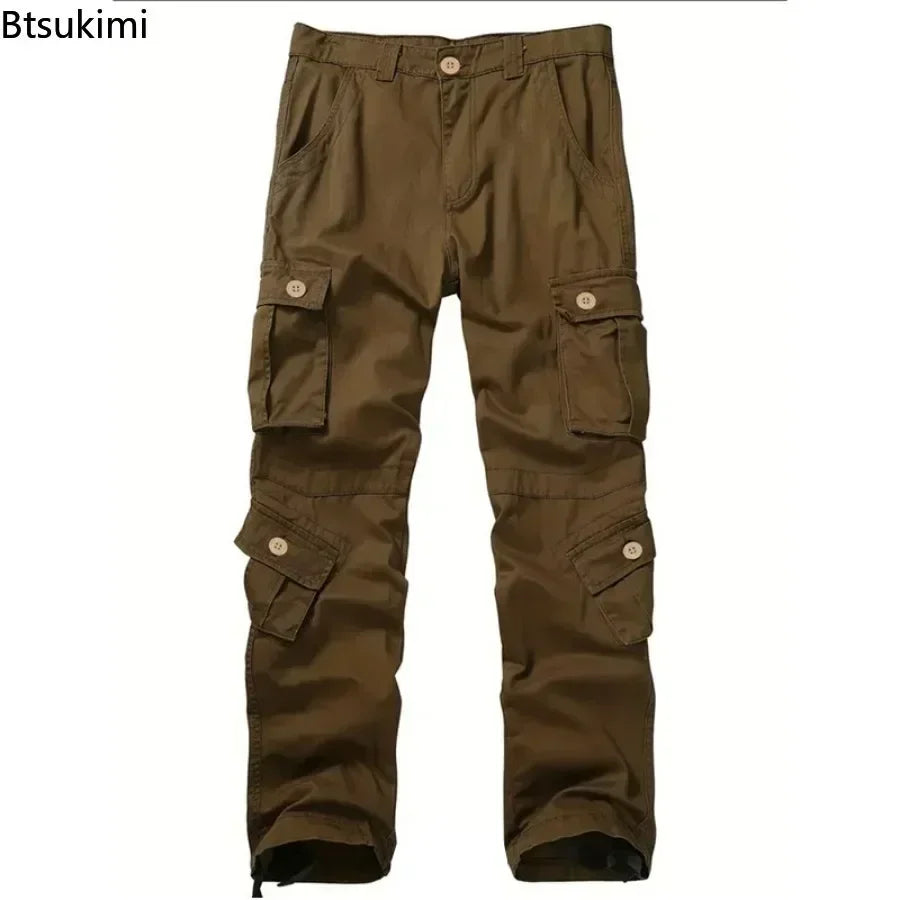 2026 Men's Cotton Cargo Pants Fashion Eight Pockets Sport Trousers Pants Male Oversize Loose Straight Streetwear Pants for Men