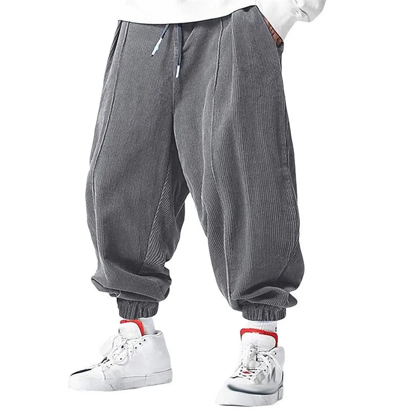 Fall Men's Casual Loose Drawstring Pants - Fashion High-End Hip-Hop Style Premium Corduroy - Trendy Cuffed Pants