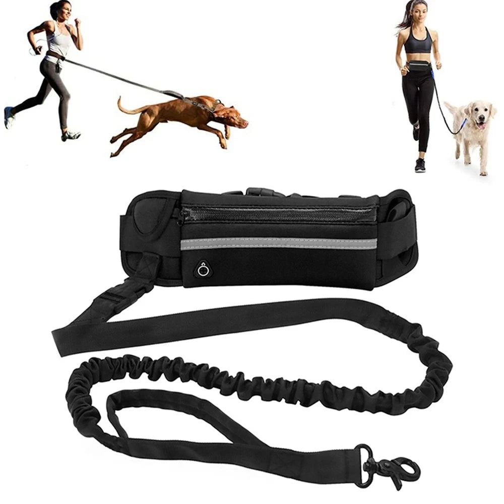 Pet Leash Pet Supplies Hands-Free Dog Leash for Running and Walking Reflective Leash with Waist Bag Retractable Elastic