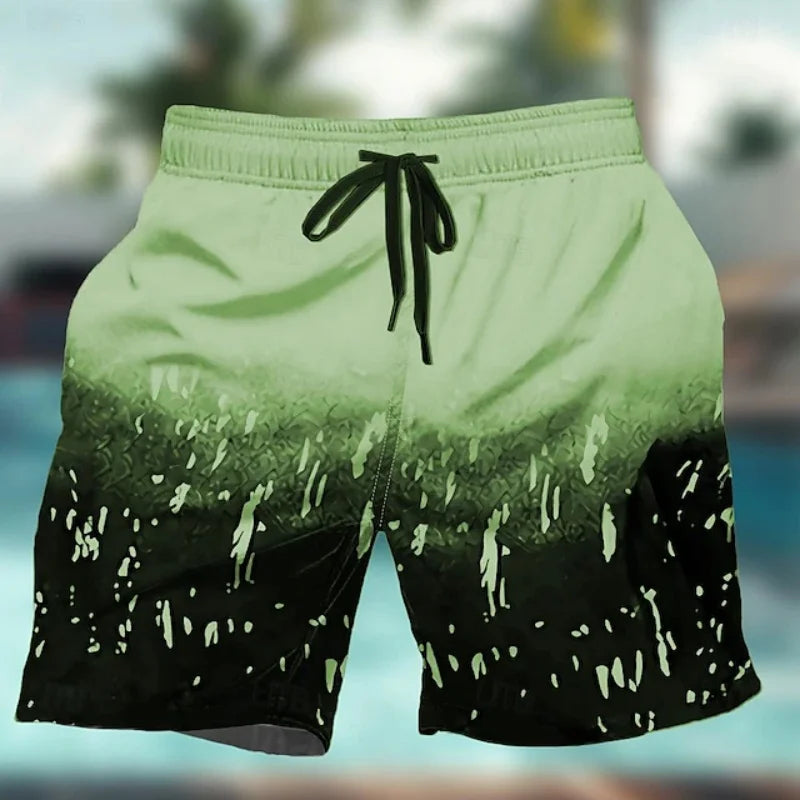 Gradient Colorful Graphic Swim Trunks For Men Geometry 3D Print Beach Shorts Summer Casual Quick Dry Sport Loose Surf Short Pant